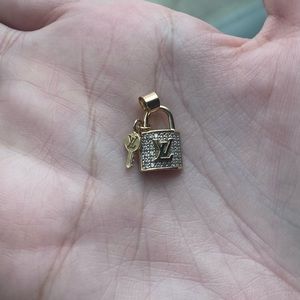 14K Yellow Gold LV Lock & Key Charm, NWOT